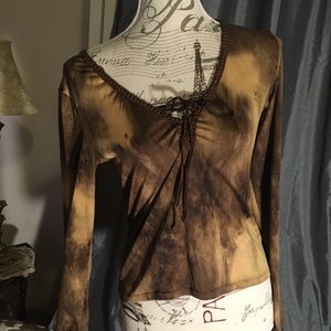 Forever twenty one size l brown tye dyed blouse